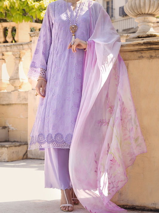 Light Purple Schiffli Lawn 3Pc Stitched - ALP-3PS-1587