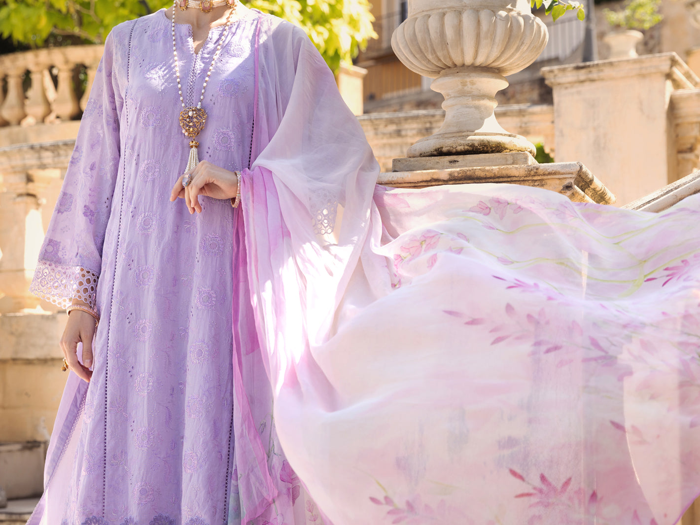 Light Purple Schiffli Lawn 3 Piece Stitched - ALP-3PS-1587