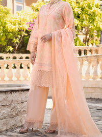 Peach Schiffli Lawn 3Pc Stitched - ALP-3PS-1589