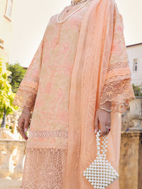 Peach Schiffli Lawn 3 Piece Unstitched - ALP-3PS-1589