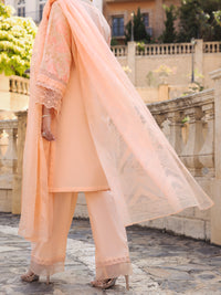 Peach Schiffli Lawn 3 Piece Unstitched - ALP-3PS-1589
