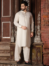 Off White Blended Kameez Shalwar - ALWA-KS-190