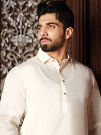 Off White Blended Kameez Shalwar - ALWA-KS-190