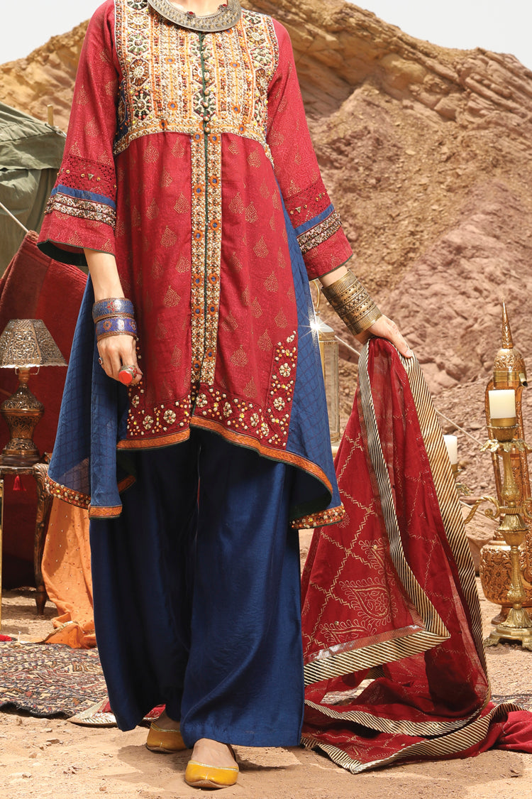 Red Karandi 2Pc Stitched - AL-2PS-LS-199