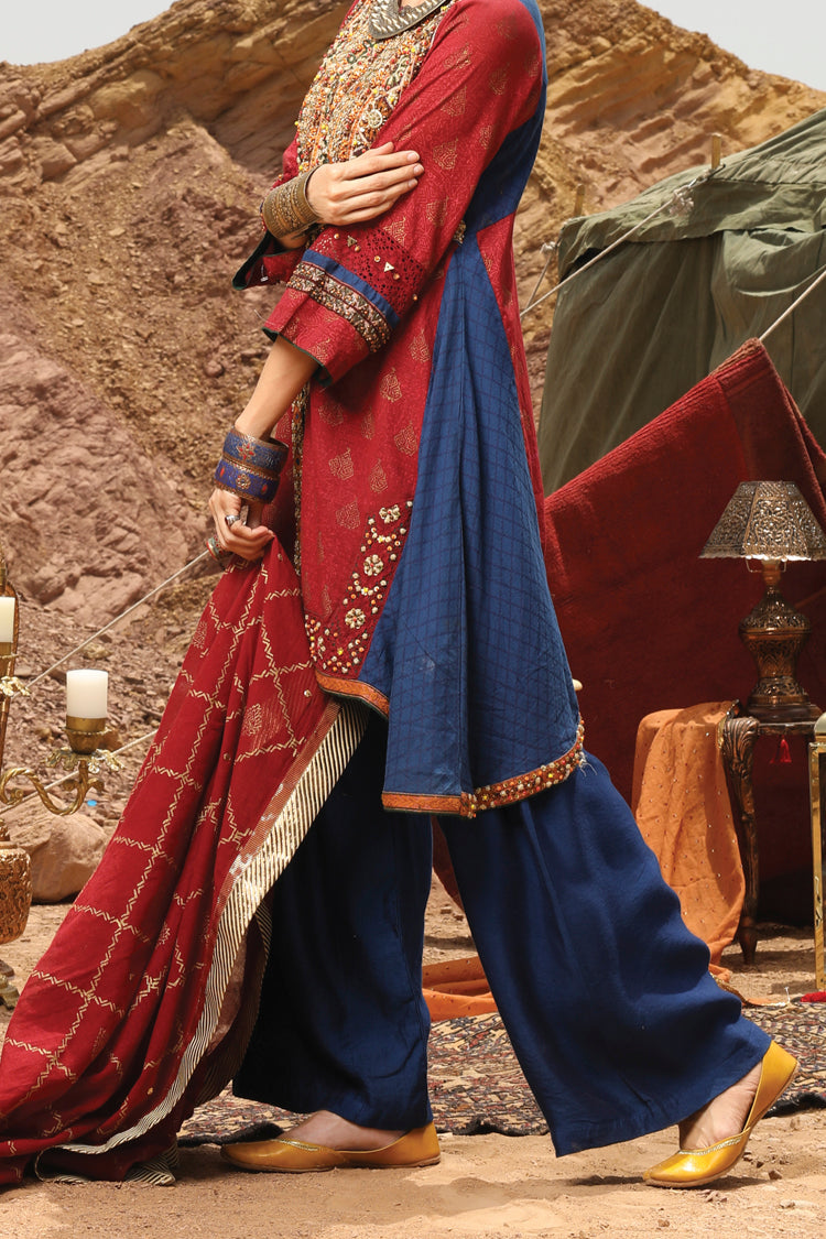 Red Karandi 2Pc Stitched - AL-2PS-LS-199