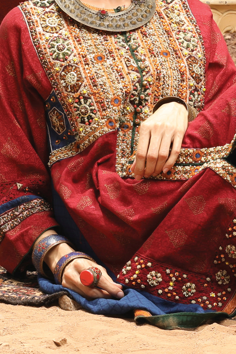 Red Karandi 2Pc Stitched - AL-2PS-LS-199