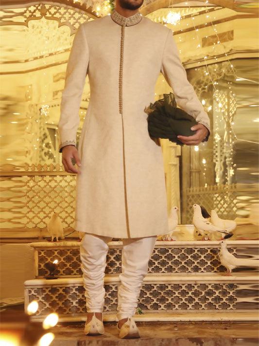 Beige Sherwani - AL-SW-077 - Almirah Online