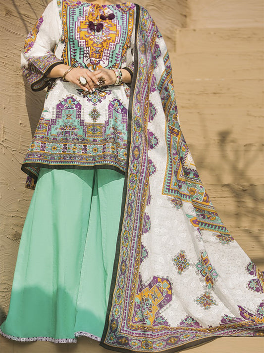 White Lawn 3 Piece Stitched - ALP-441