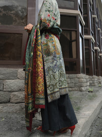 Saga Green Khaddar + Linen 3Pc Stitched - AWP-209