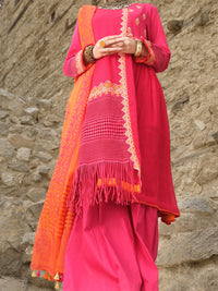 Pink Cotton Net 3Pc Unstitched - AWP-213