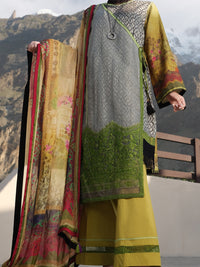Green Jacquard 3 Piece Unstitched - AWP-220