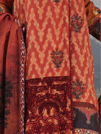 Orange Jacquard 3Pc Stitched - AWP-222