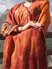 Orange Jacquard 3Pc Stitched - AWP-222