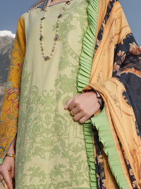 Yellow Jacquard 3 Piece Stitched - AWP-223