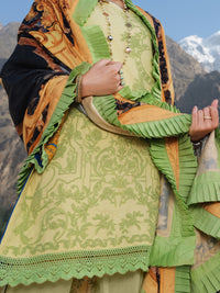 Yellow Jacquard 3 Piece Stitched - AWP-223