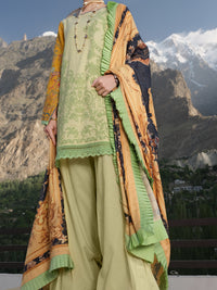 Yellow Jacquard 3 Piece Stitched - AWP-223