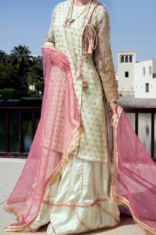 Sea Green Organza 3 Piece Formal Suit - LS-227