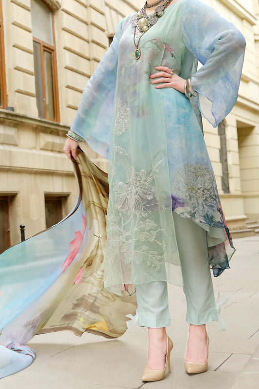 Aqua Chiffon 3 Piece Unstitched - ALP-685