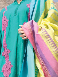 Turquoise Khaddar 3Pc Stitched - AWP-229