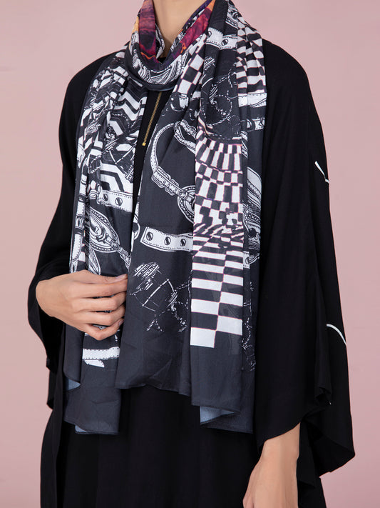 Black Silk Women Stole - ALP-ST-230