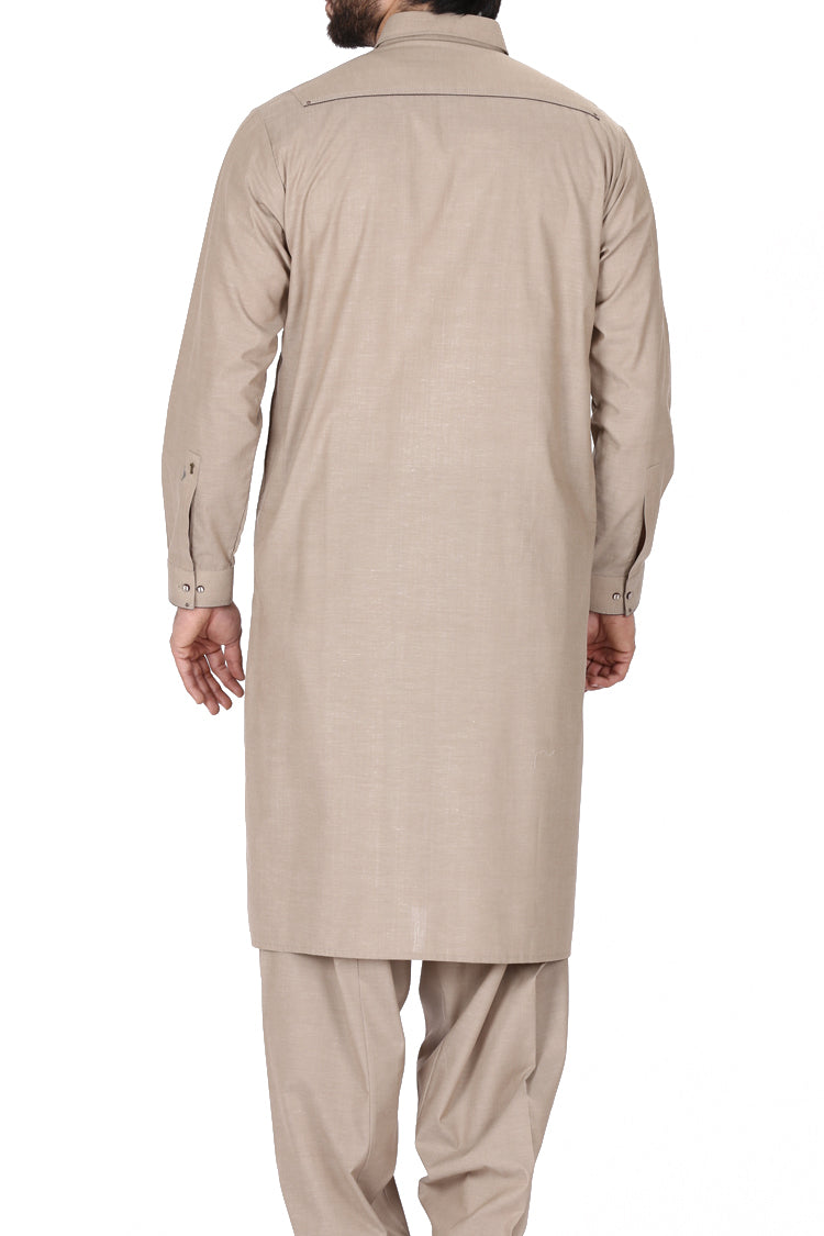 Sand Colored Kameez Shalwar - AL-KS-2359