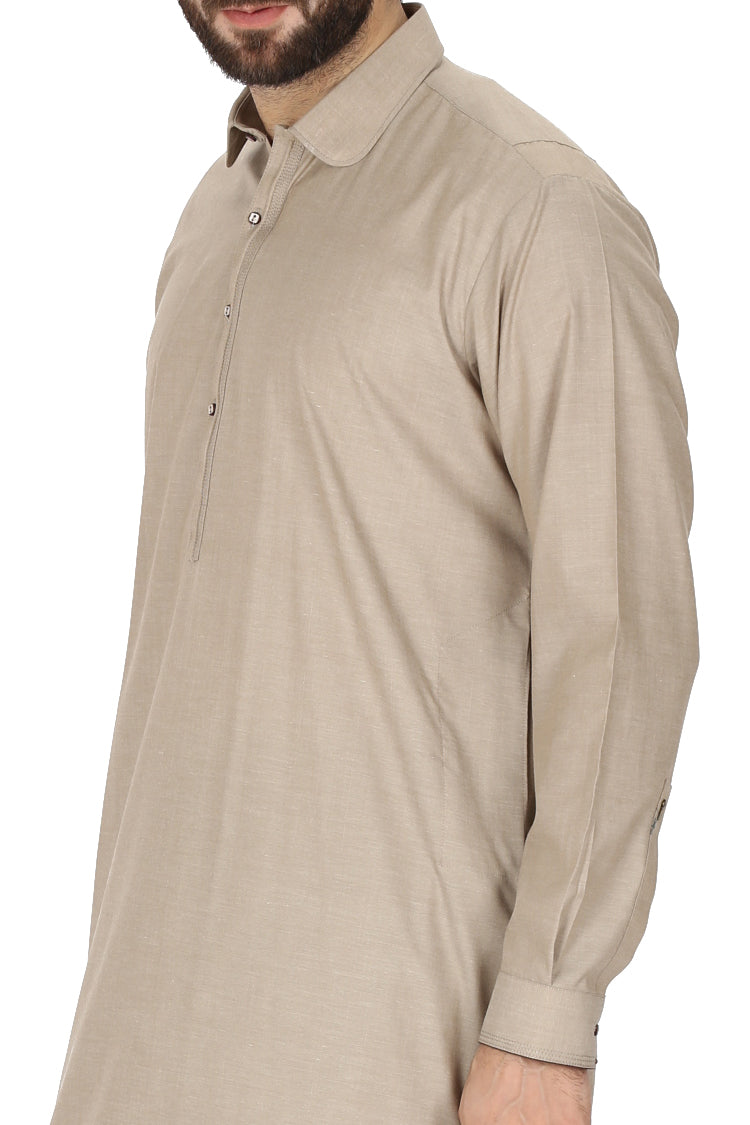 Sand Colored Kameez Shalwar - AL-KS-2359