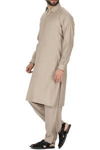 Sand Colored Kameez Shalwar - AL-KS-2359