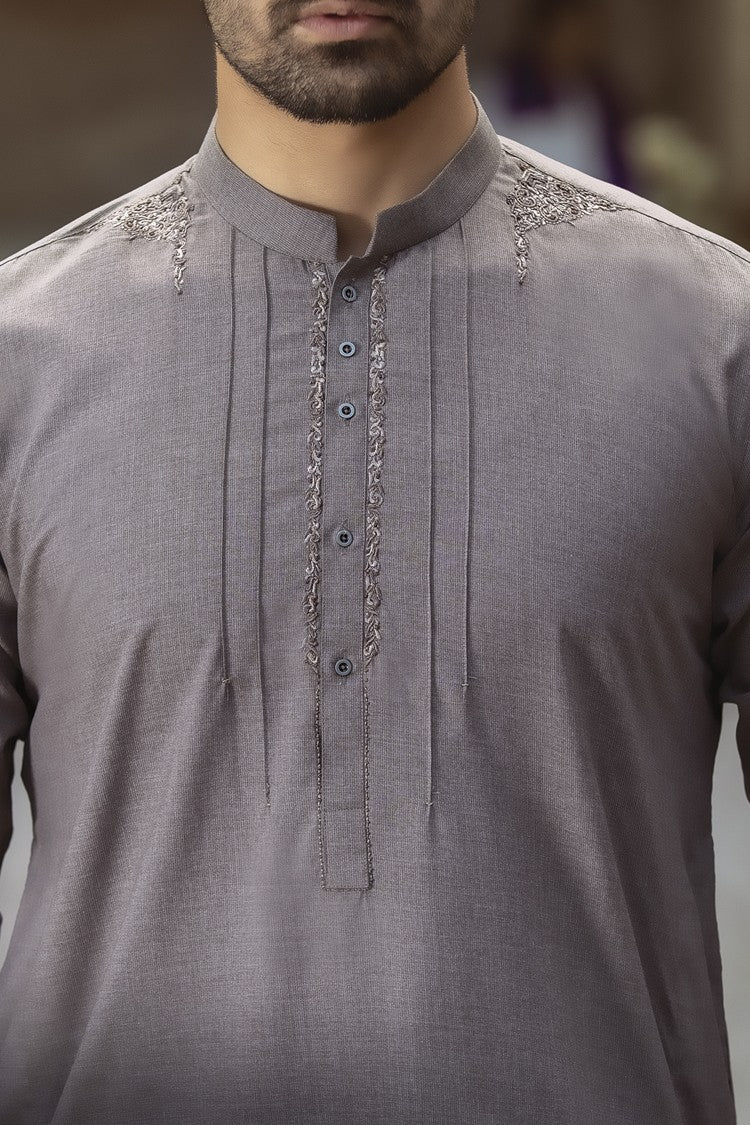 Sand Colored Blended Kameez Shalwar - AL-KS-2389