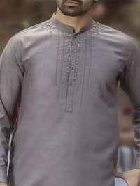 Sand Colored Blended Kameez Shalwar - AL-KS-2389