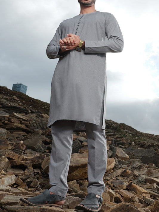 Grey Blended Kameez Shalwar - AL-KS-2449