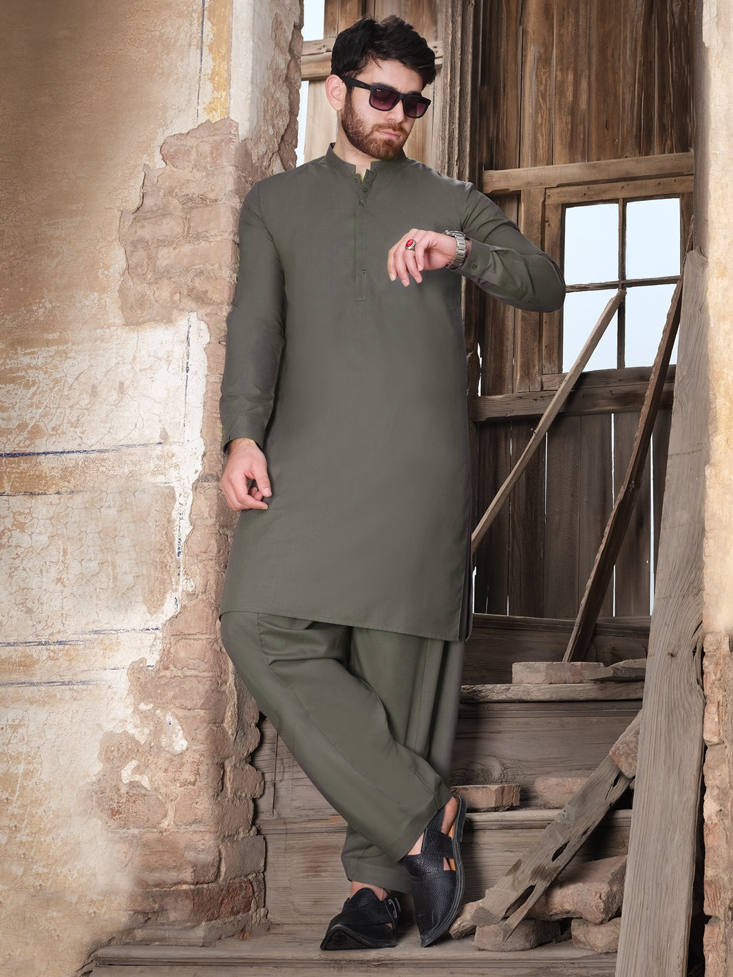 Green Kurta Shalwar - AL-KS-2456