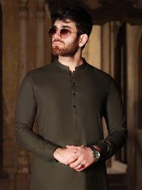 Green Cotton Kameez Shalwar - AL-KS-2493