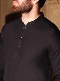 Black Cotton Kameez Shalwar - AL-KS-2495