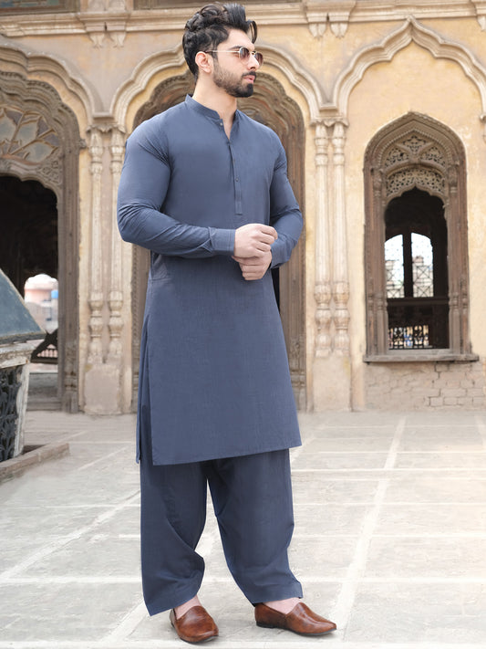 Blue Blended Kameez Shalwar - AL-KS-2497