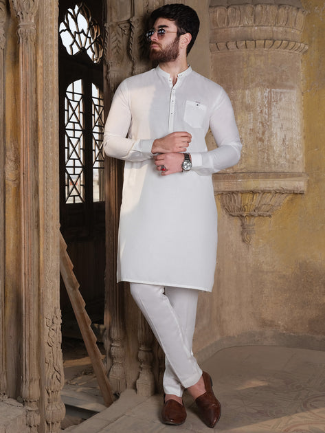 Off White Blended Kurta Pajama - AL-KS-2501 – Almirah