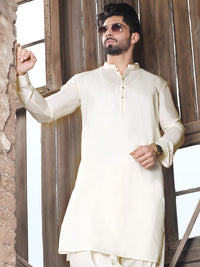 Off White Blended Kameez Shalwar - AL-KS-2513