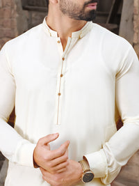 Off White Blended Kameez Shalwar - AL-KS-2513