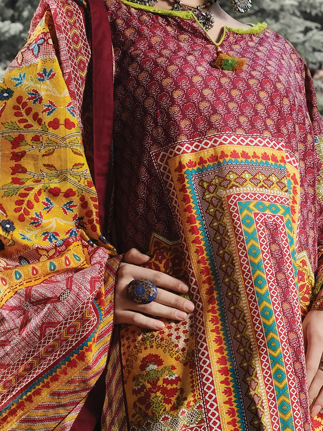 Maroon Cambric 3 Piece Stitched - AWP-253