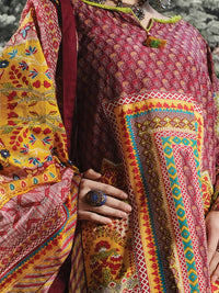 Maroon Cambric 3 Piece Stitched - AWP-253