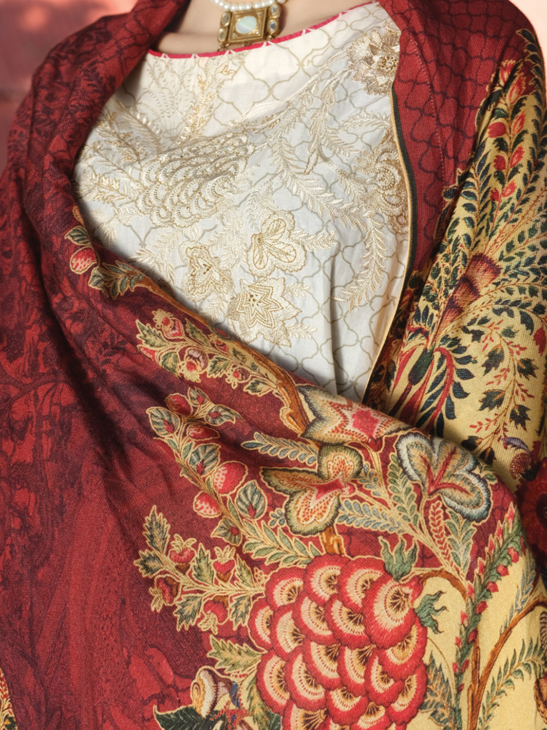 Beige Cambric 3Pc Stitched - AWP-254