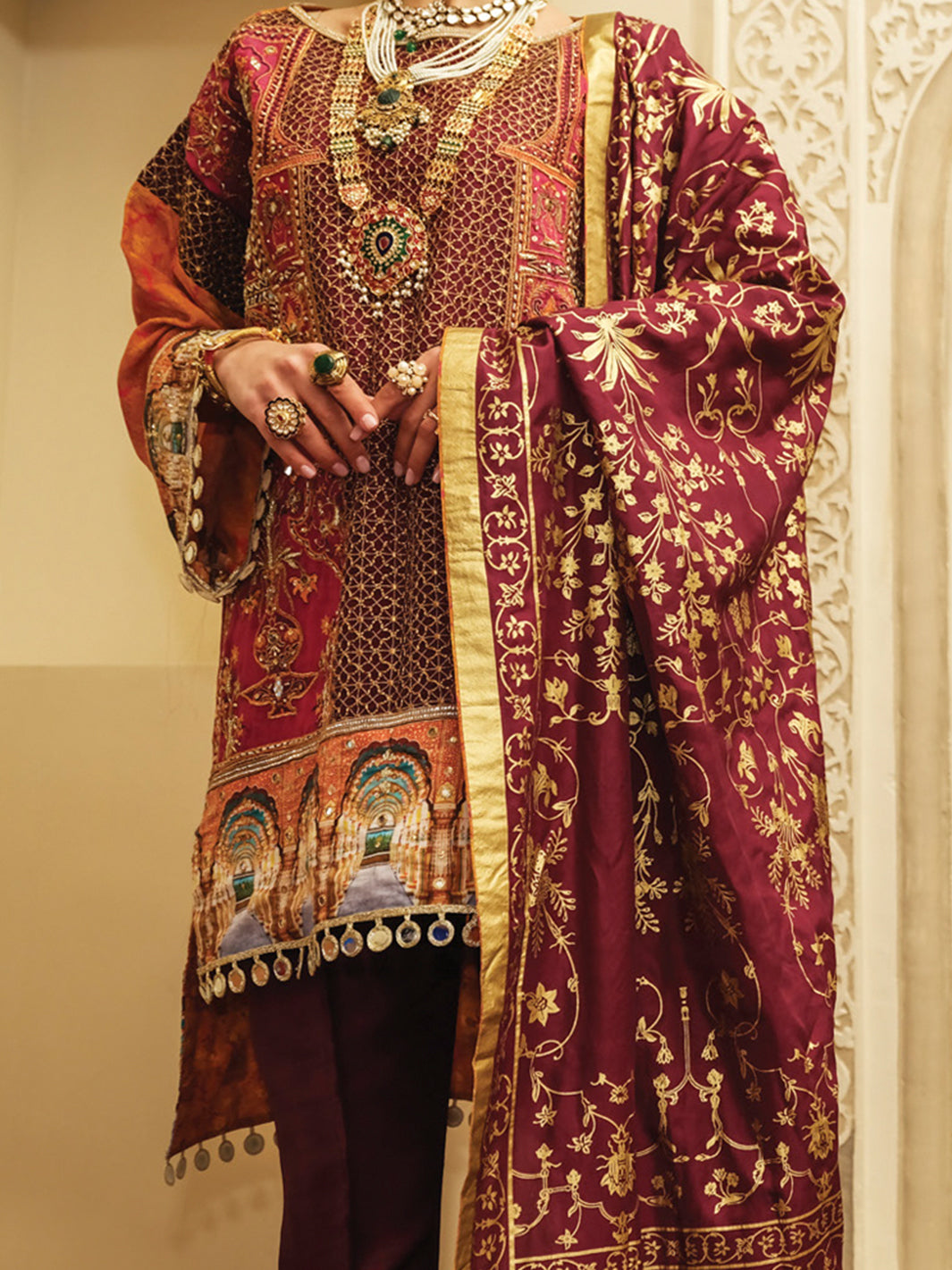 Magenta Silk 3Pc Unstitched Formal - LS-UN-254