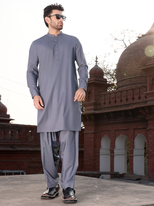 Grey Blended Kameez Shalwar - AL-KS-2580