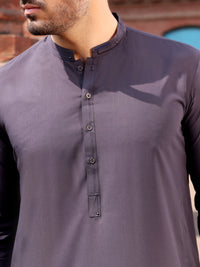 Dark Grey Blended Kameez Shalwar - AL-KS-2581