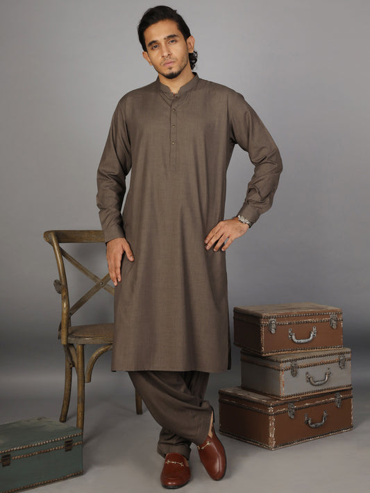 Olive Green Kameez Shalwar - AL-KS-2583B