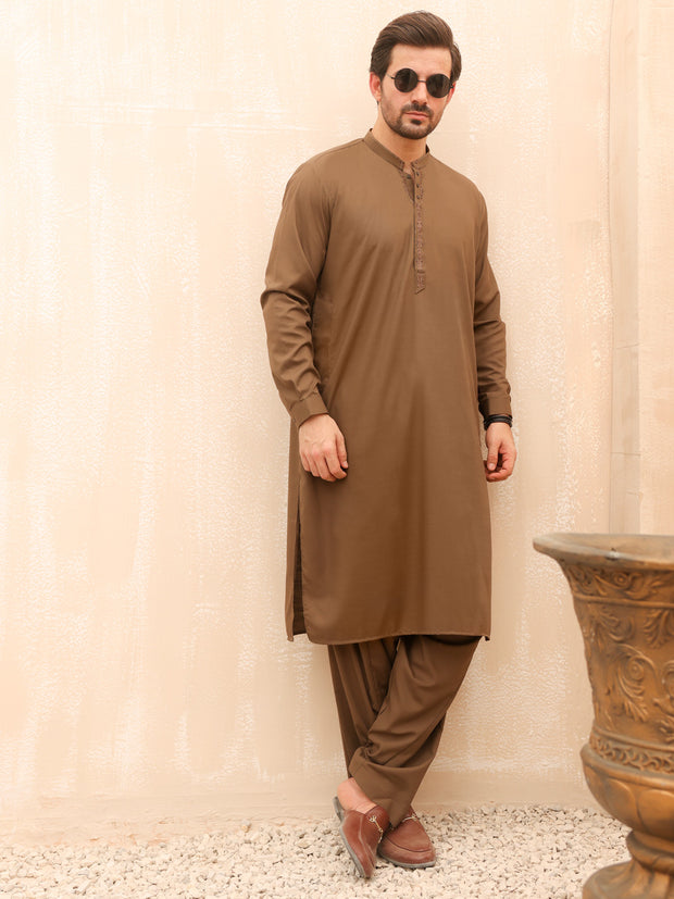 Brown Kameez Shalwar - AL-KS-2592A