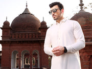 White Blended Kameez Shalwar - AL-KS-2596