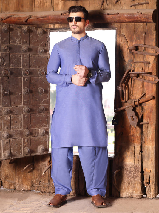 Blue Blended Kameez Shalwar - AL-KS-2597