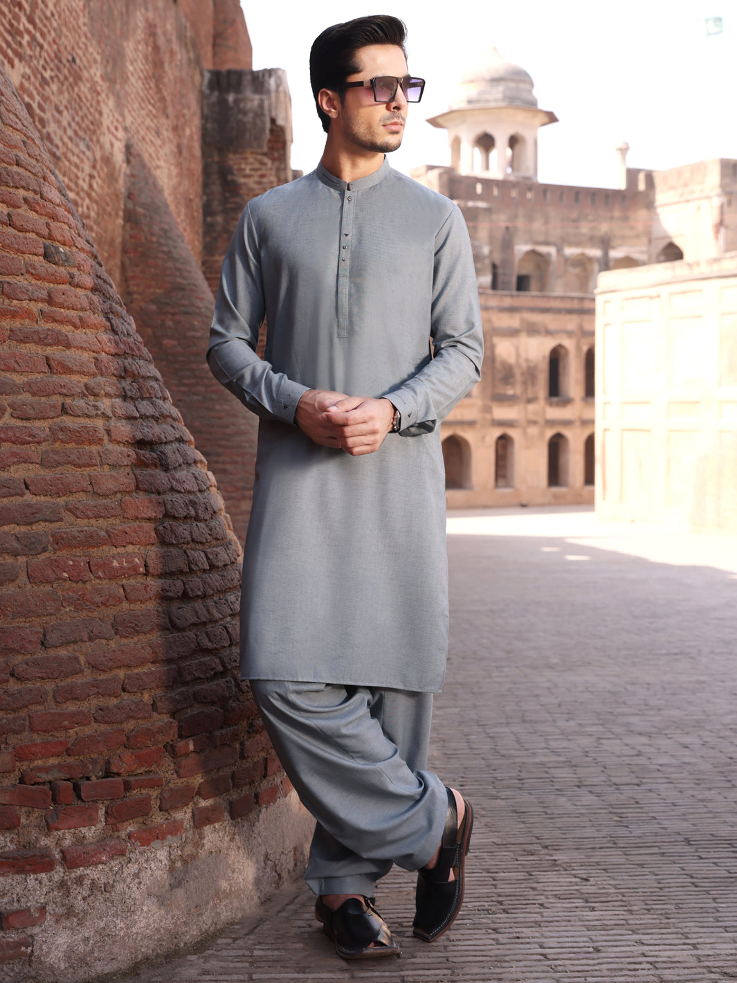 Light Blue Blended Kameez Shalwar - AL-KS-2600