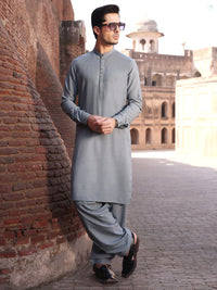 Light Blue Blended Kameez Shalwar - AL-KS-2600