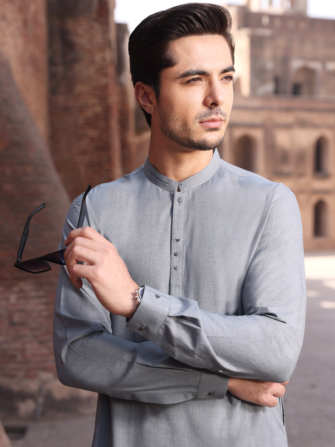 Light Blue Blended Kameez Shalwar - AL-KS-2600